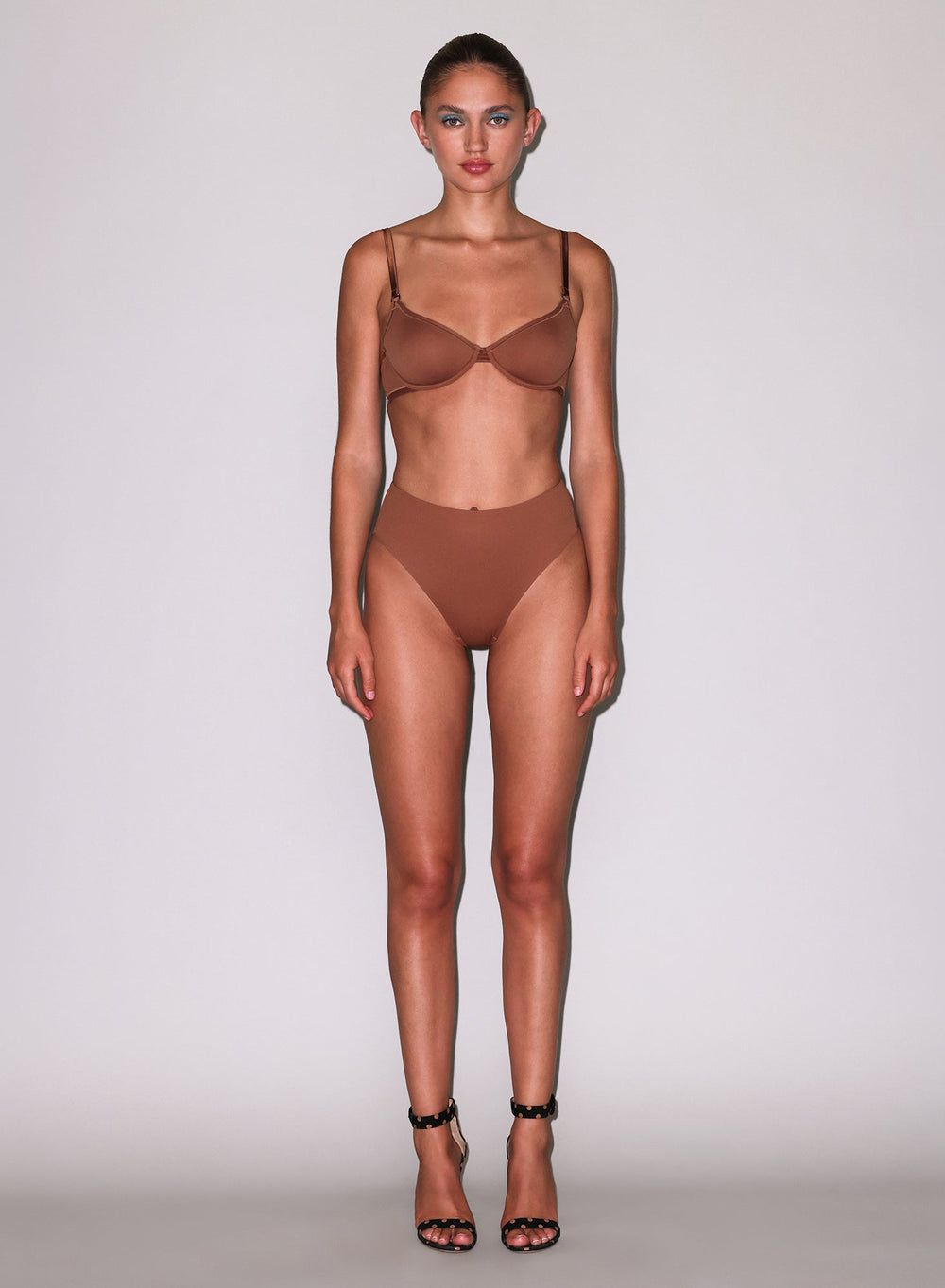 Fleur du Mal Le Stretch Micro Demi Bra in brown