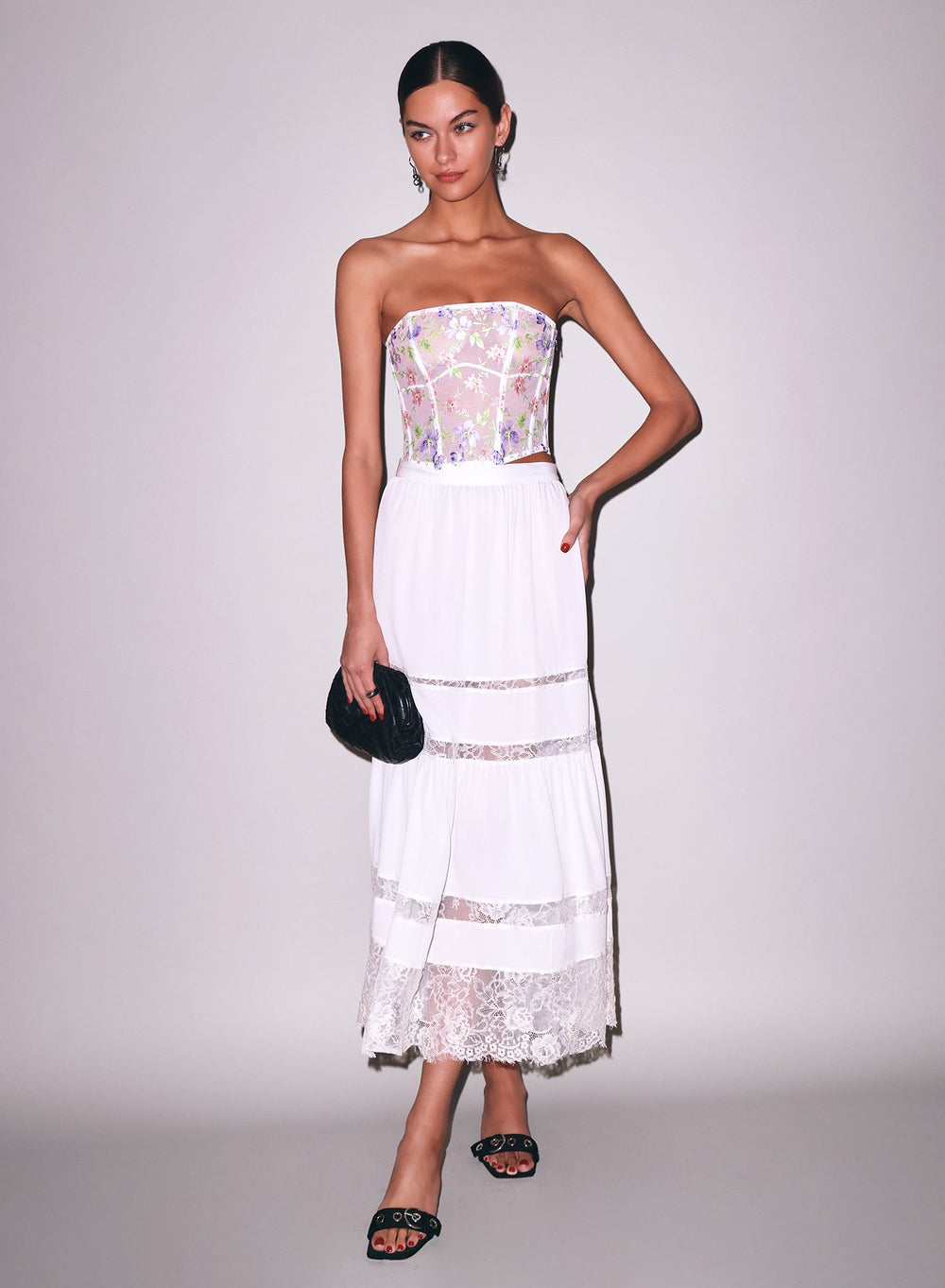 Elara Embroidery Corset Top in white | Fleur du Mal