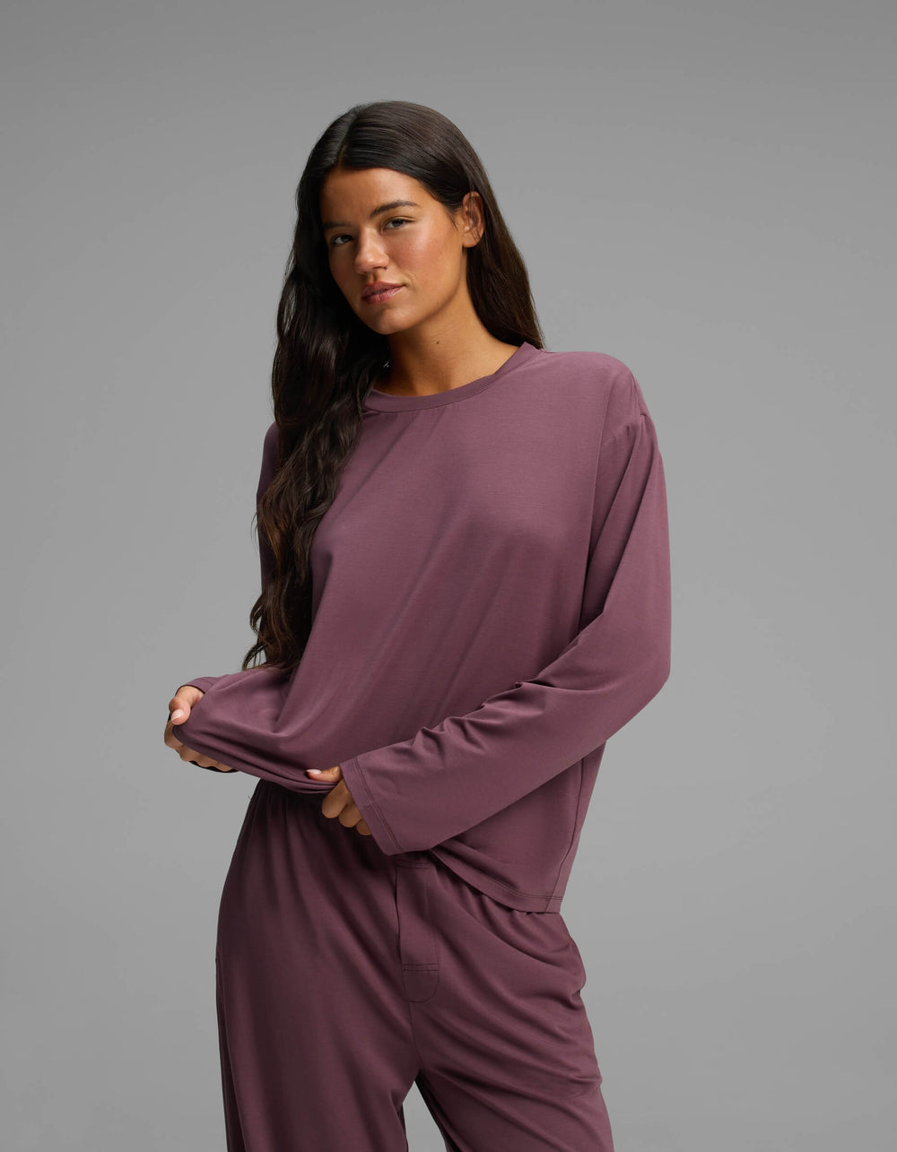 Women's First Layer Long Sleeve Sleep Tee in black | Cozy Earth