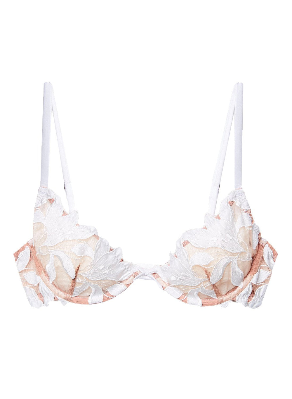 Fleur du Mal Lily Embroidery Plunge Demi Bra in white