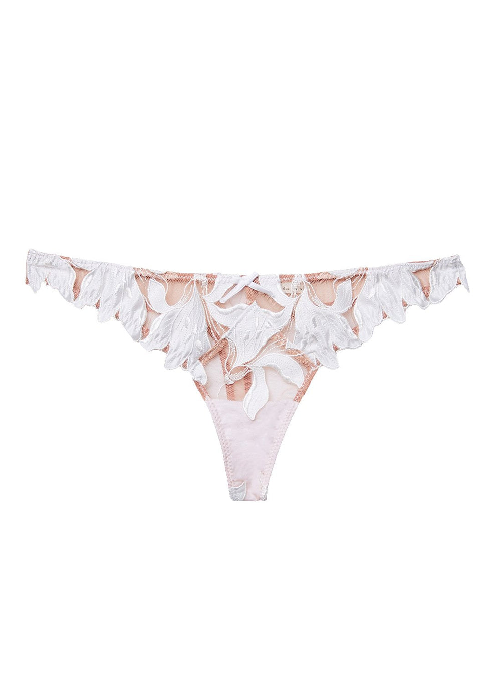 Fleur du Mal Lily Embroidery Hipster Thong in white