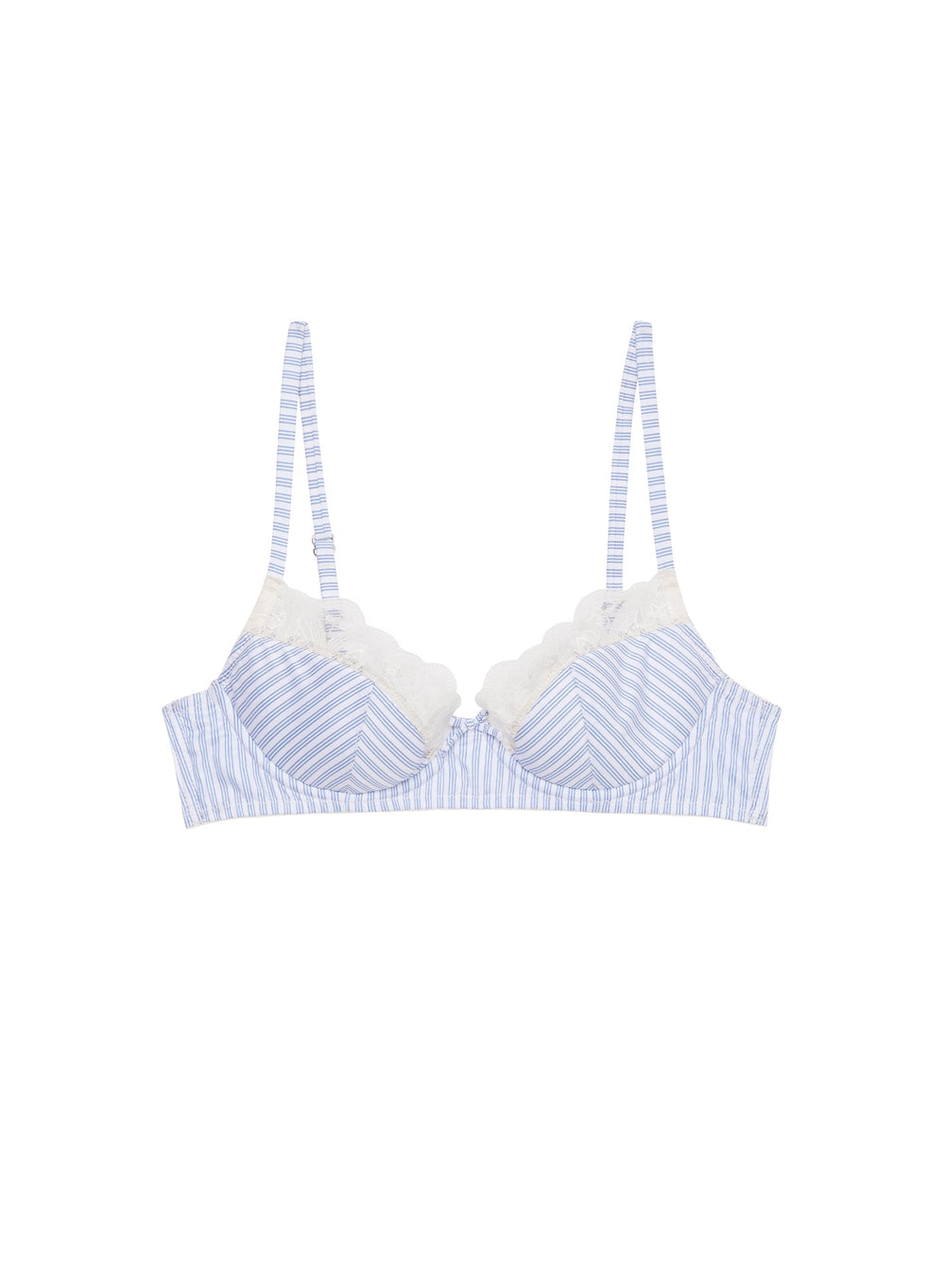 Hampton Poplin Half Lined Bra in blue | Fleur du Mal