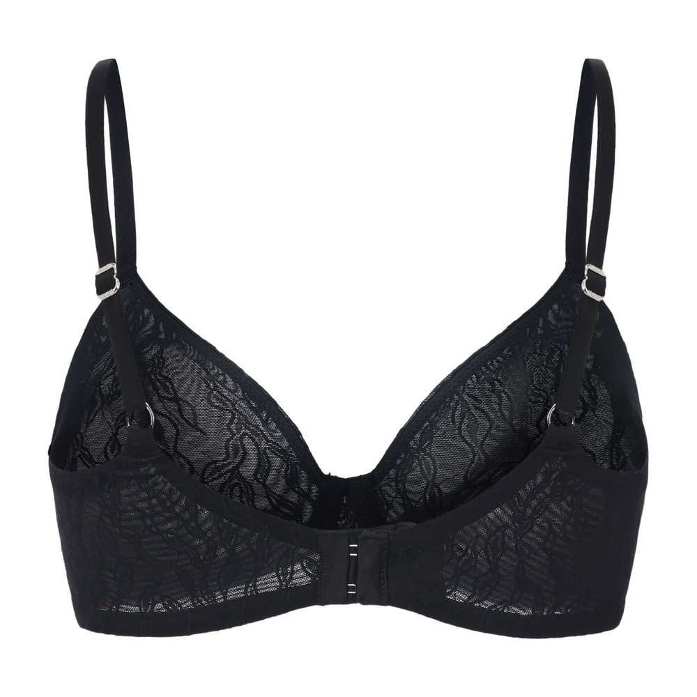 Julie Molded Lace & Mesh T-Shirt Bra in blue | Amour d'Agnette