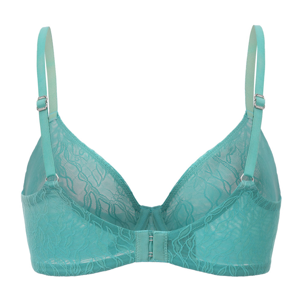 Julie Molded Lace & Mesh T-Shirt Bra in blue | Amour d'Agnette