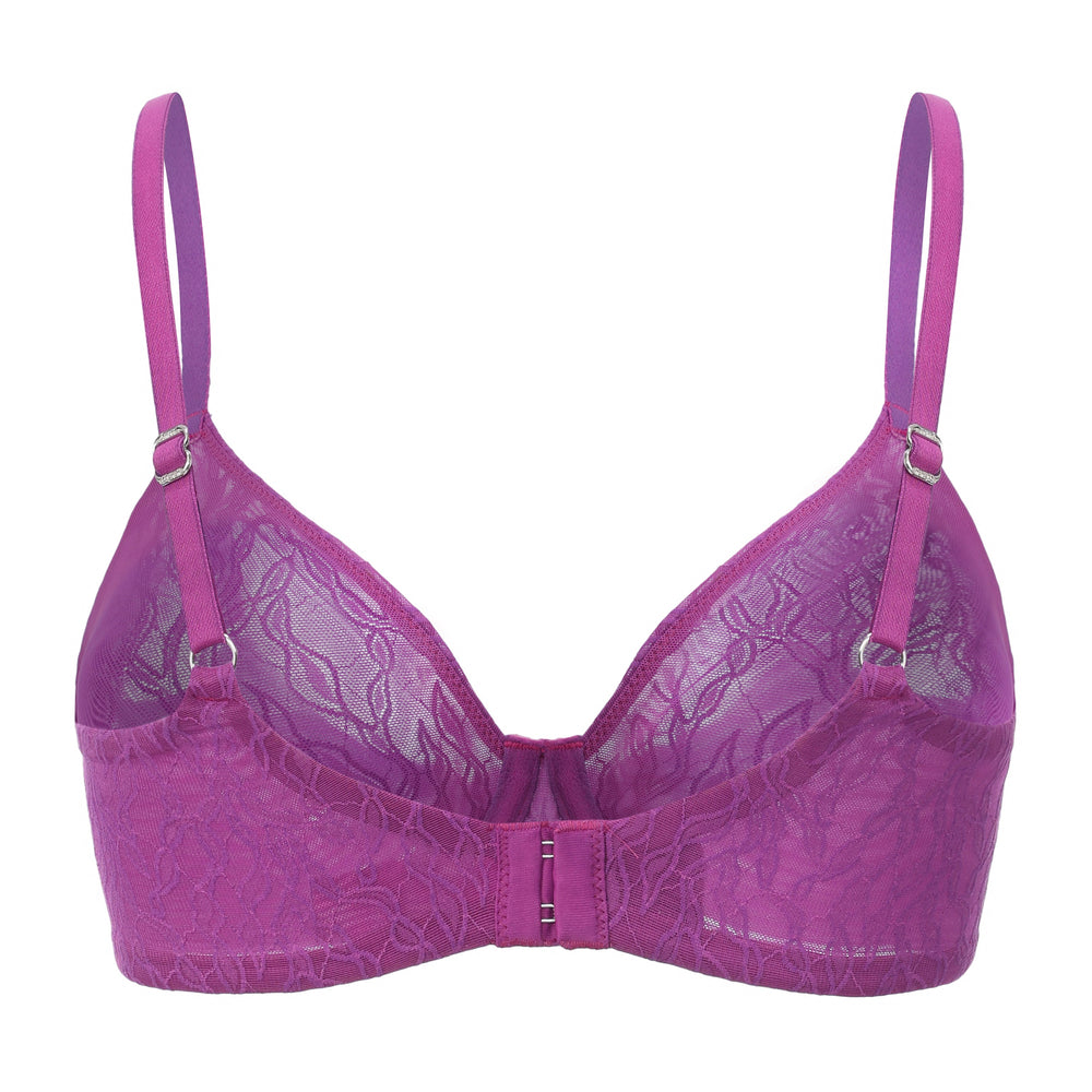Julie Molded Lace & Mesh T-Shirt Bra in blue | Amour d'Agnette