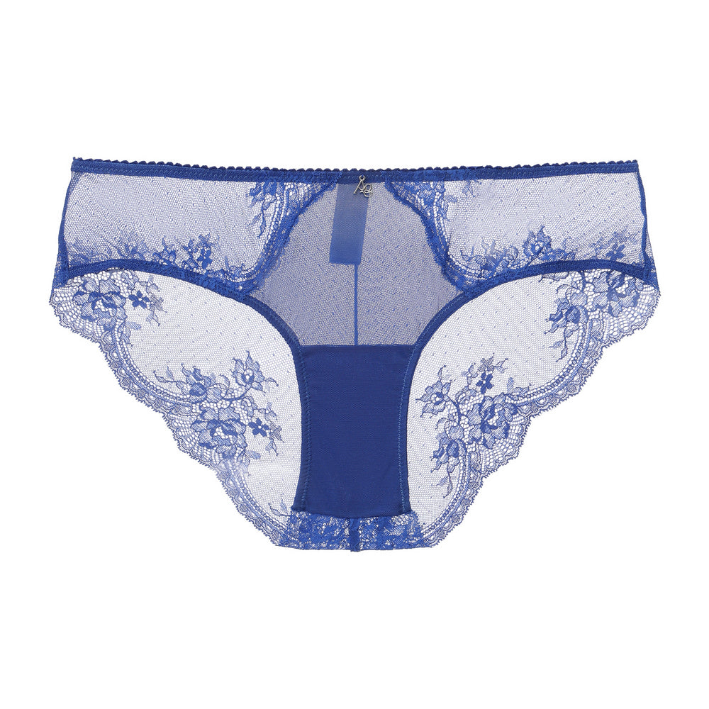 Kim Stretch Lace & Mesh Cheeky in blue | Amour d'Agnette