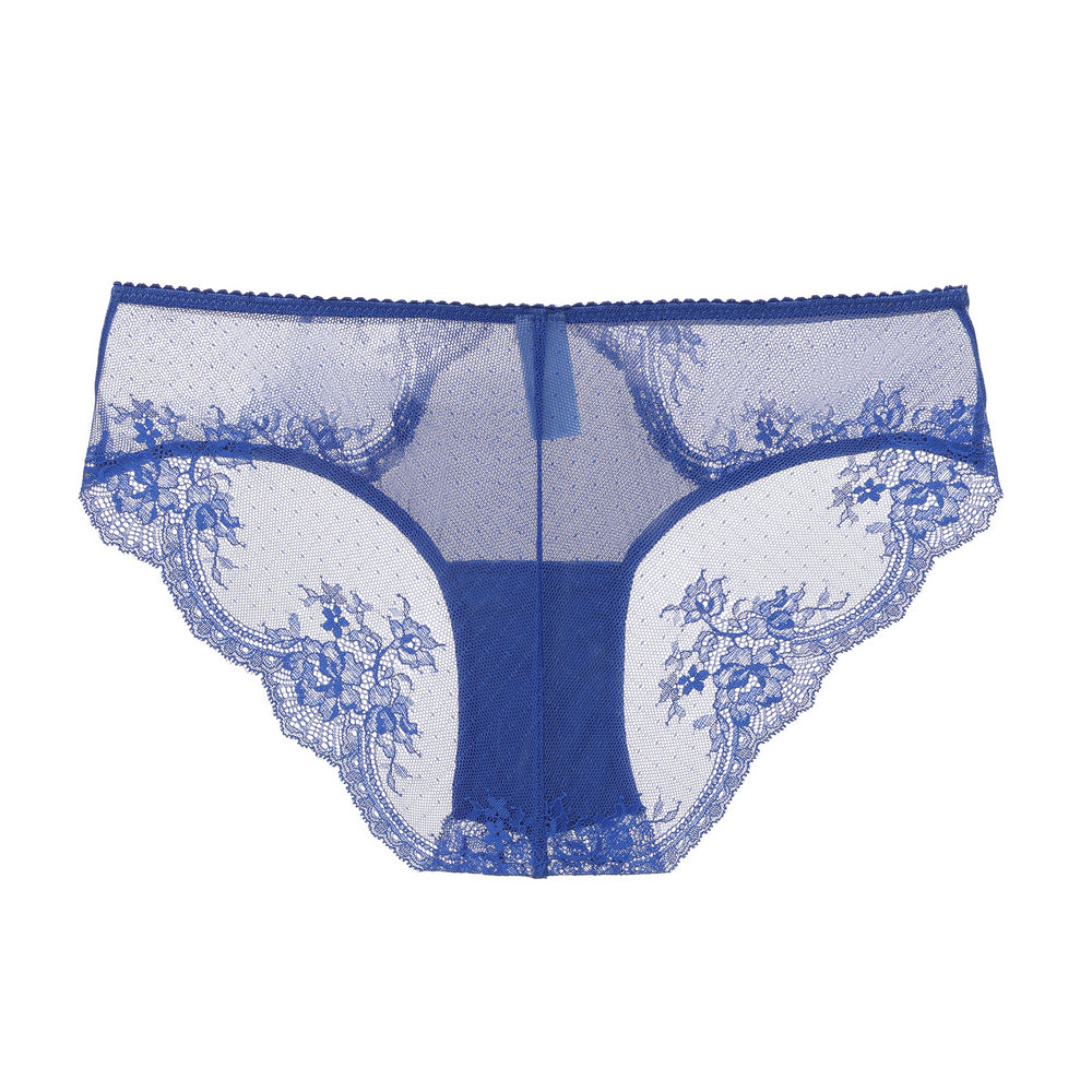 Kim Stretch Lace & Mesh Cheeky in blue | Amour d'Agnette