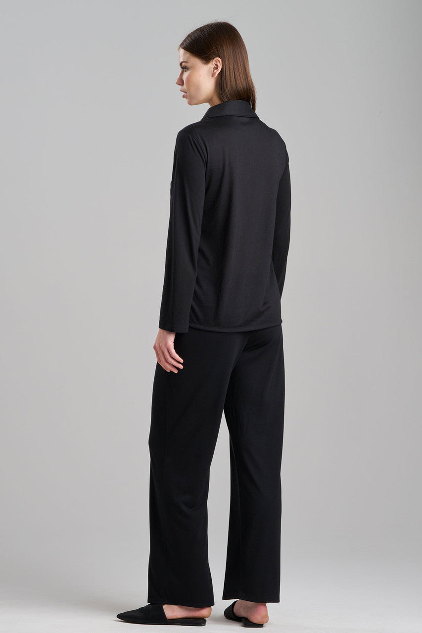 Shangri-La Embroidered TENCEL™ Notch PJ in black | Natori