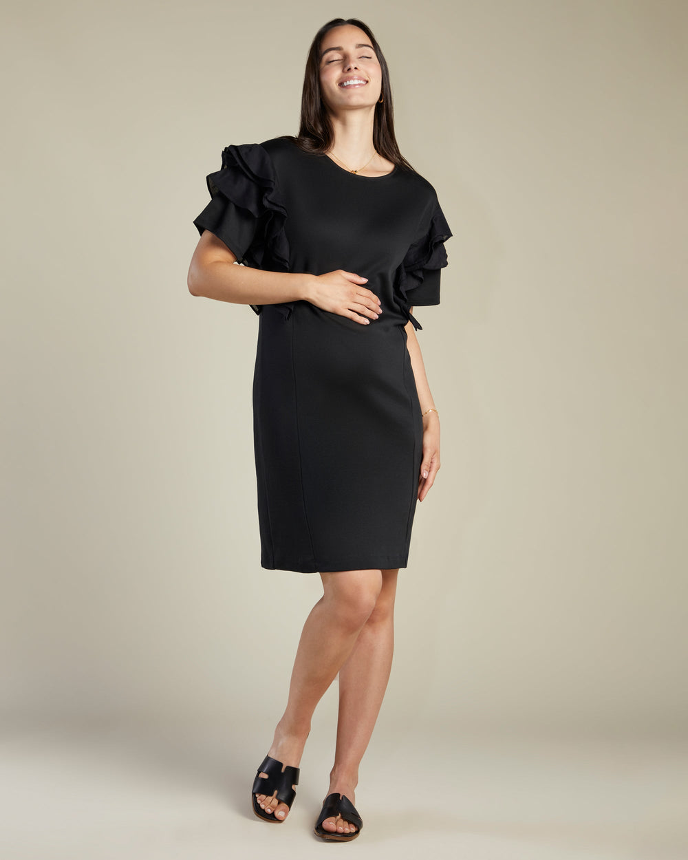 A Pea In the Pod Ambition Ruffle Detail Dress in black