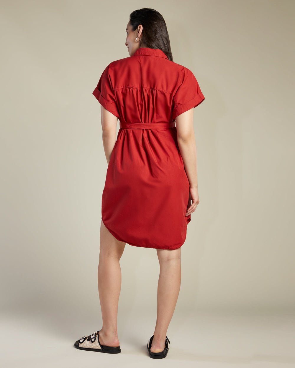 A Pea In the Pod Aspire Shirt Dress in red