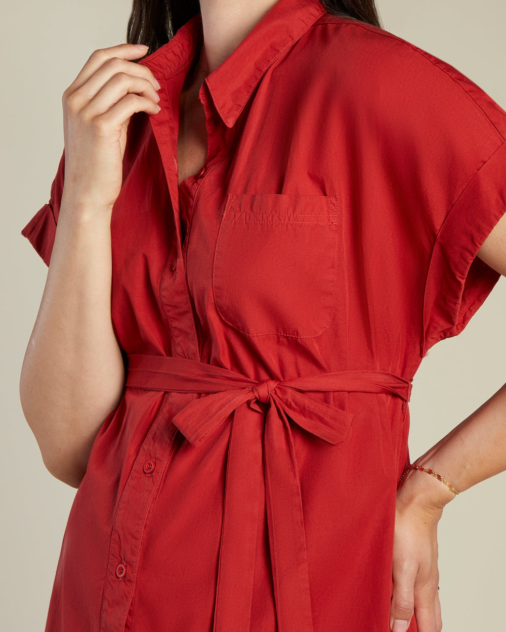A Pea In the Pod Aspire Shirt Dress in red