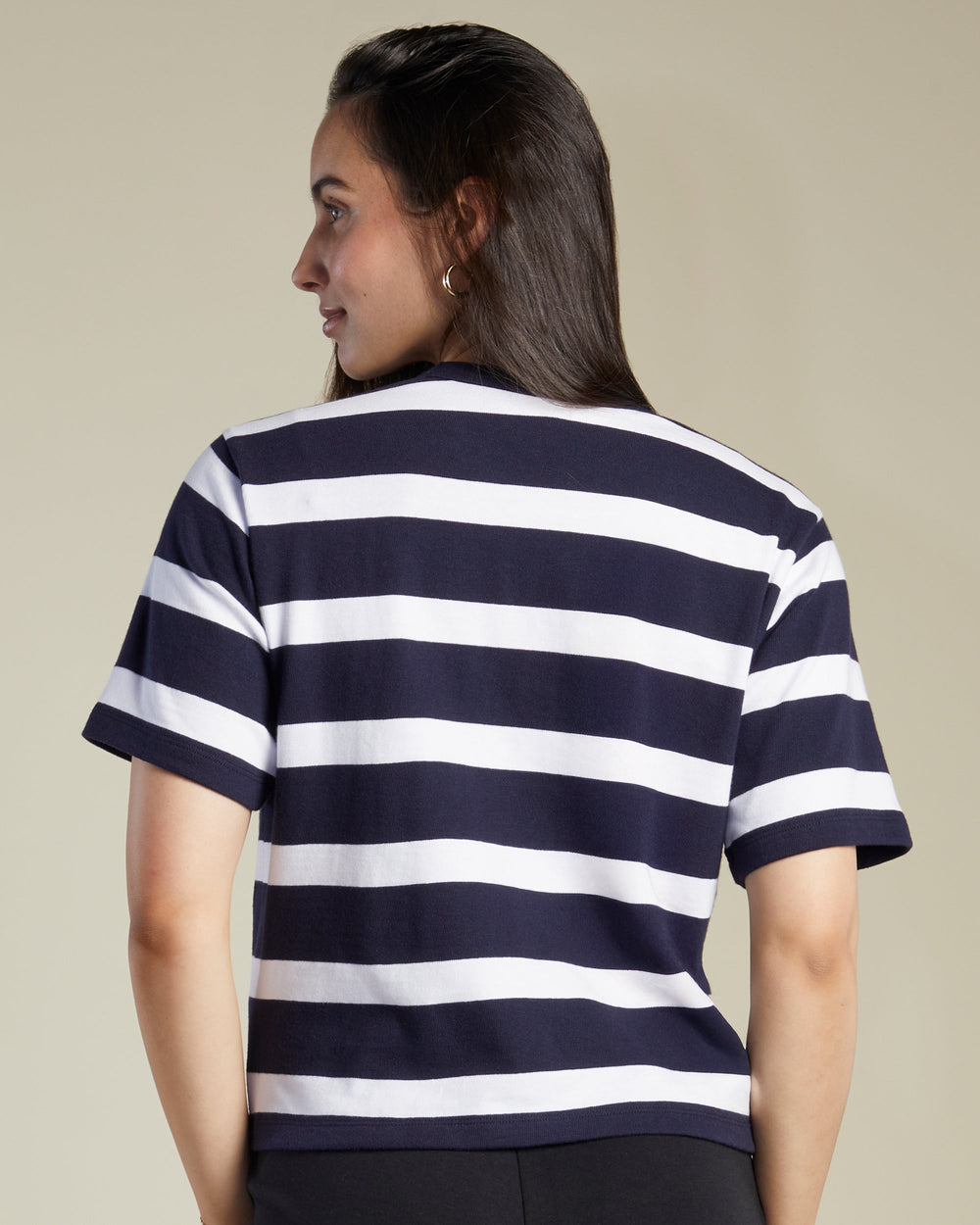 A Pea In the Pod Ease Short Sleeve Striped Top in blue