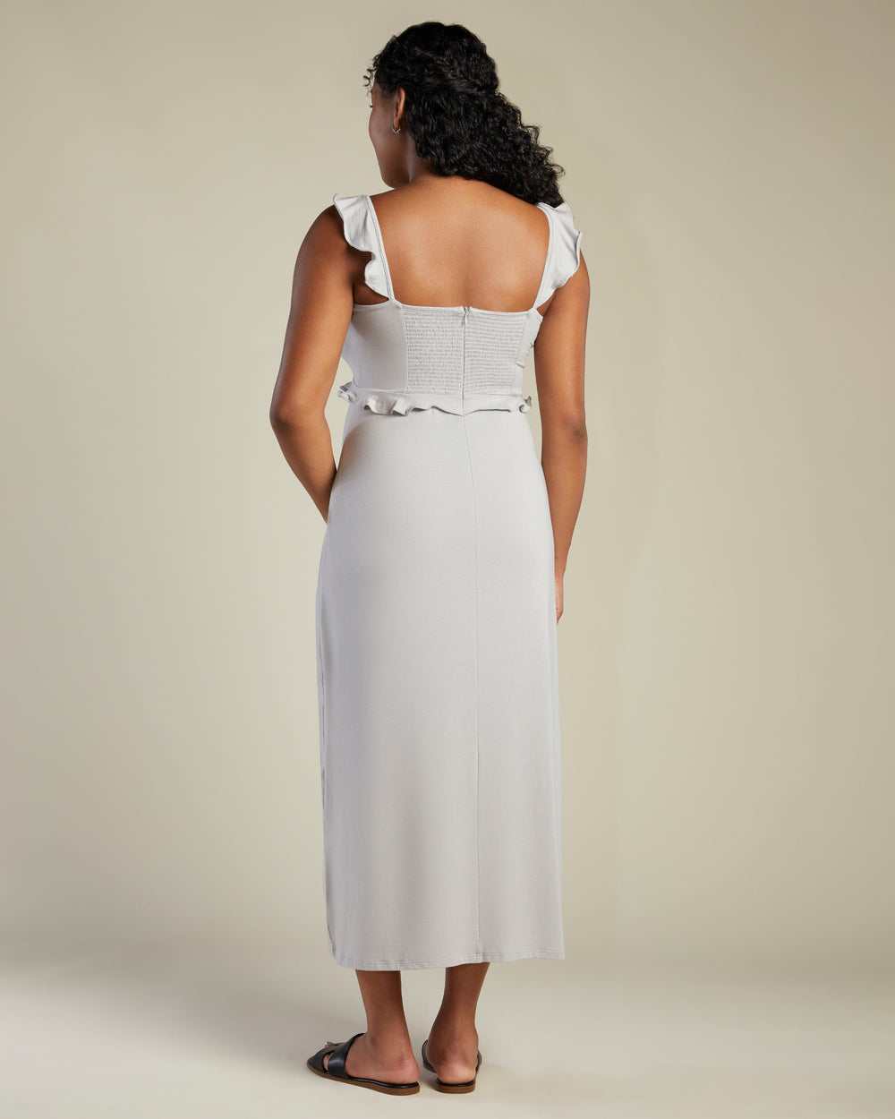 A Pea In the Pod Nest Flutter Sleeve Maxi Dress in gray