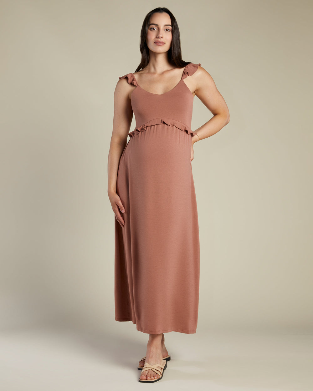 A Pea In the Pod Nest Flutter Sleeve Maxi Dress in green