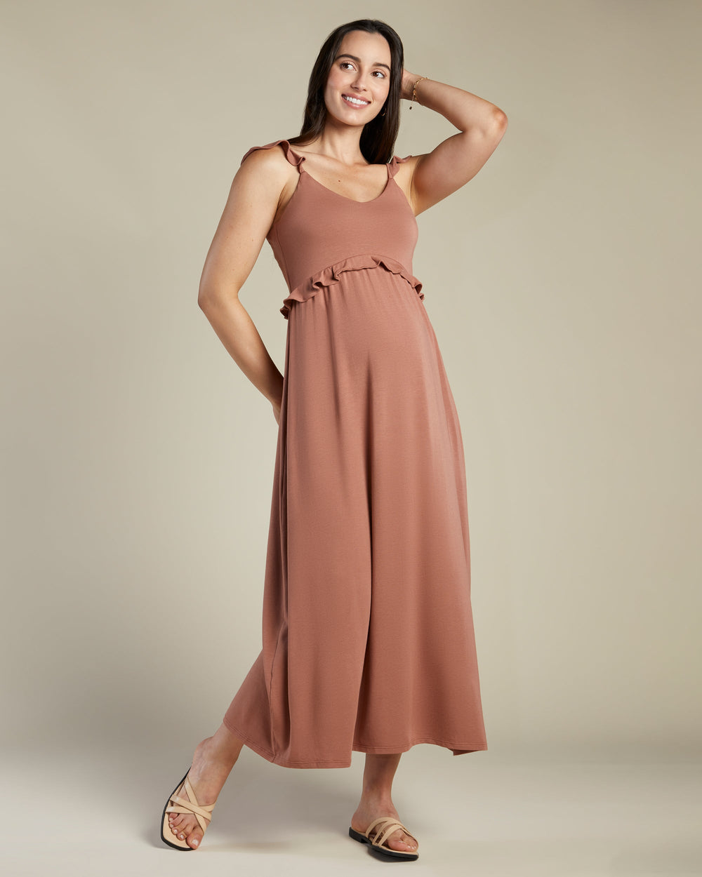 A Pea In the Pod Nest Flutter Sleeve Maxi Dress in green