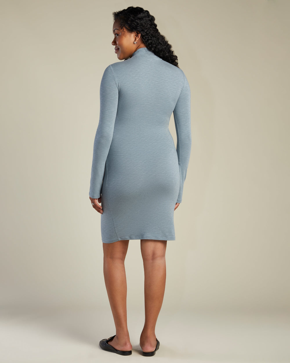 A Pea In the Pod Willow Long Sleeve Mockneck Dress in blue