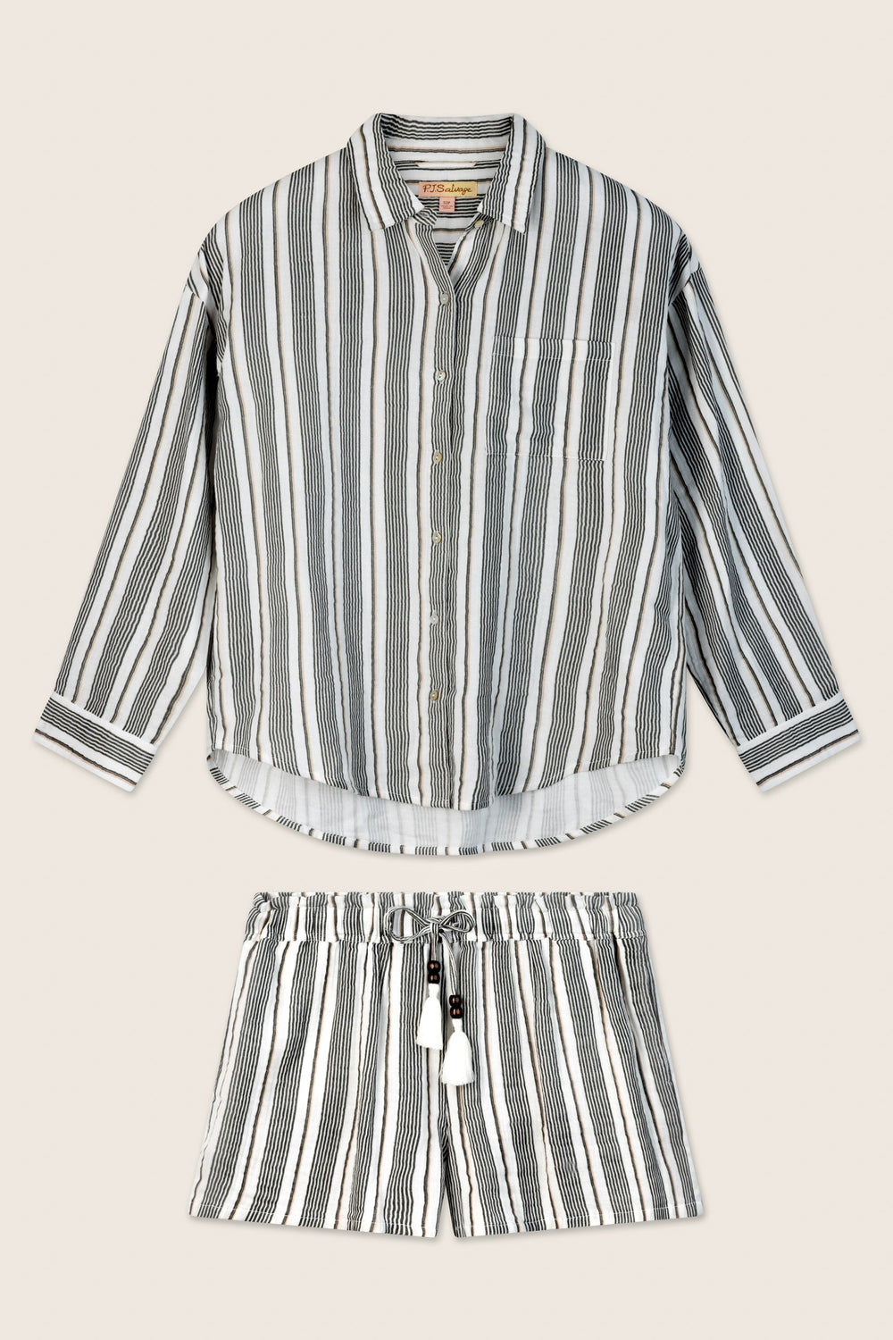 P.J. Salvage Sea You in St. Tropez Shoreline Stripe Short Set in white