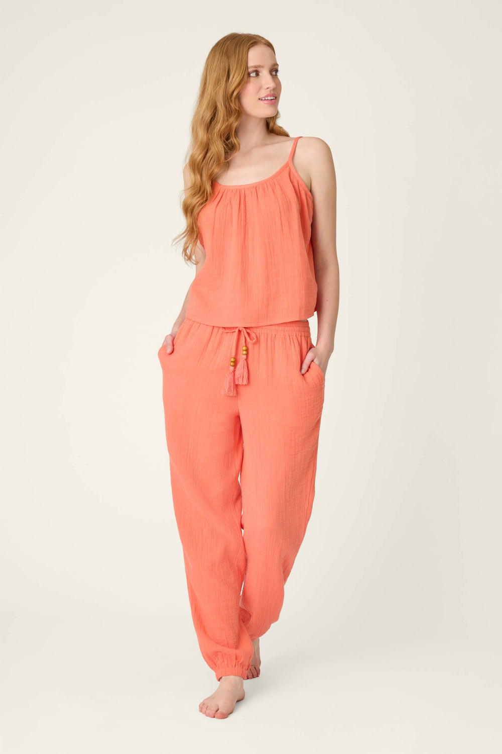 P.J. Salvage Sea You in Capri Hot Coral Cami in orange