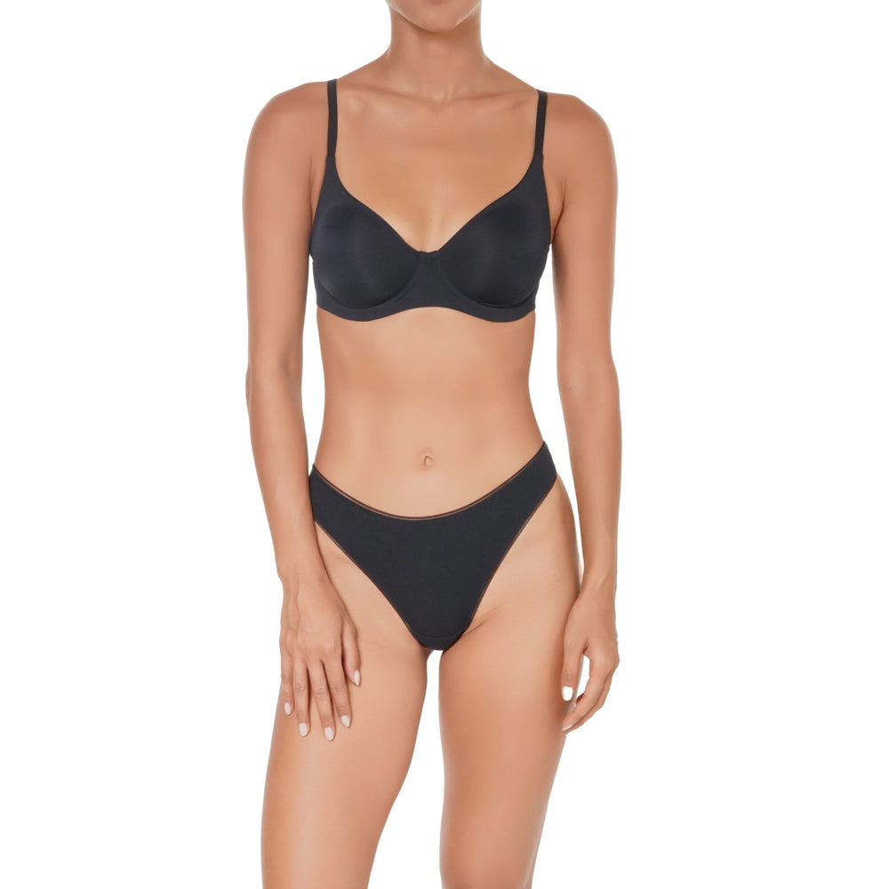 🌿BIO-J14 Organic Cotton Seamless Tanga in black | huit-lingerie