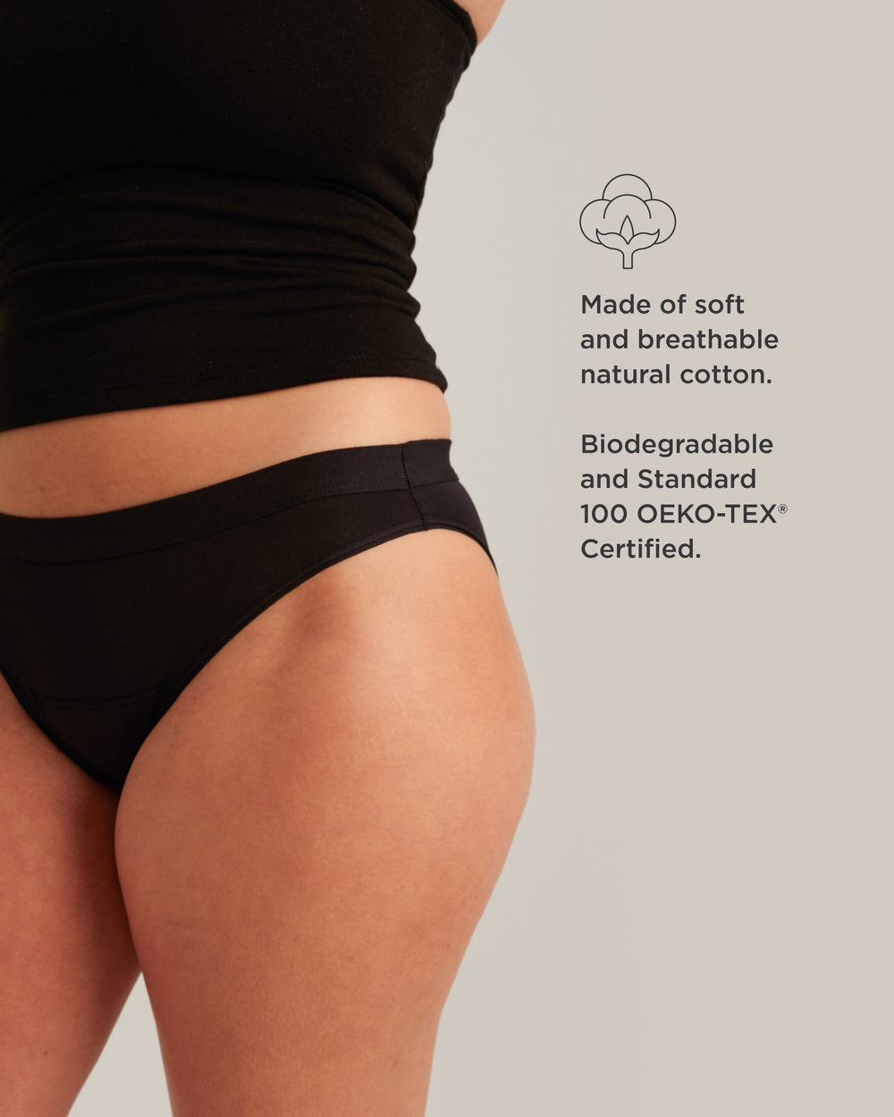 Leakproof Cotton Bikini in black | Saalt