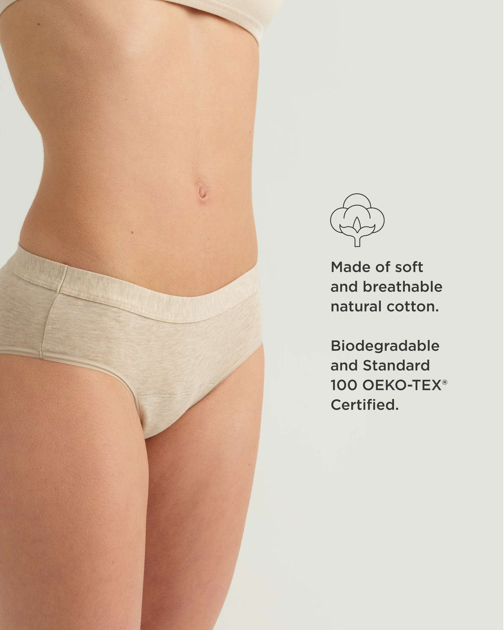 Leakproof Cotton Brief in beige | Saalt