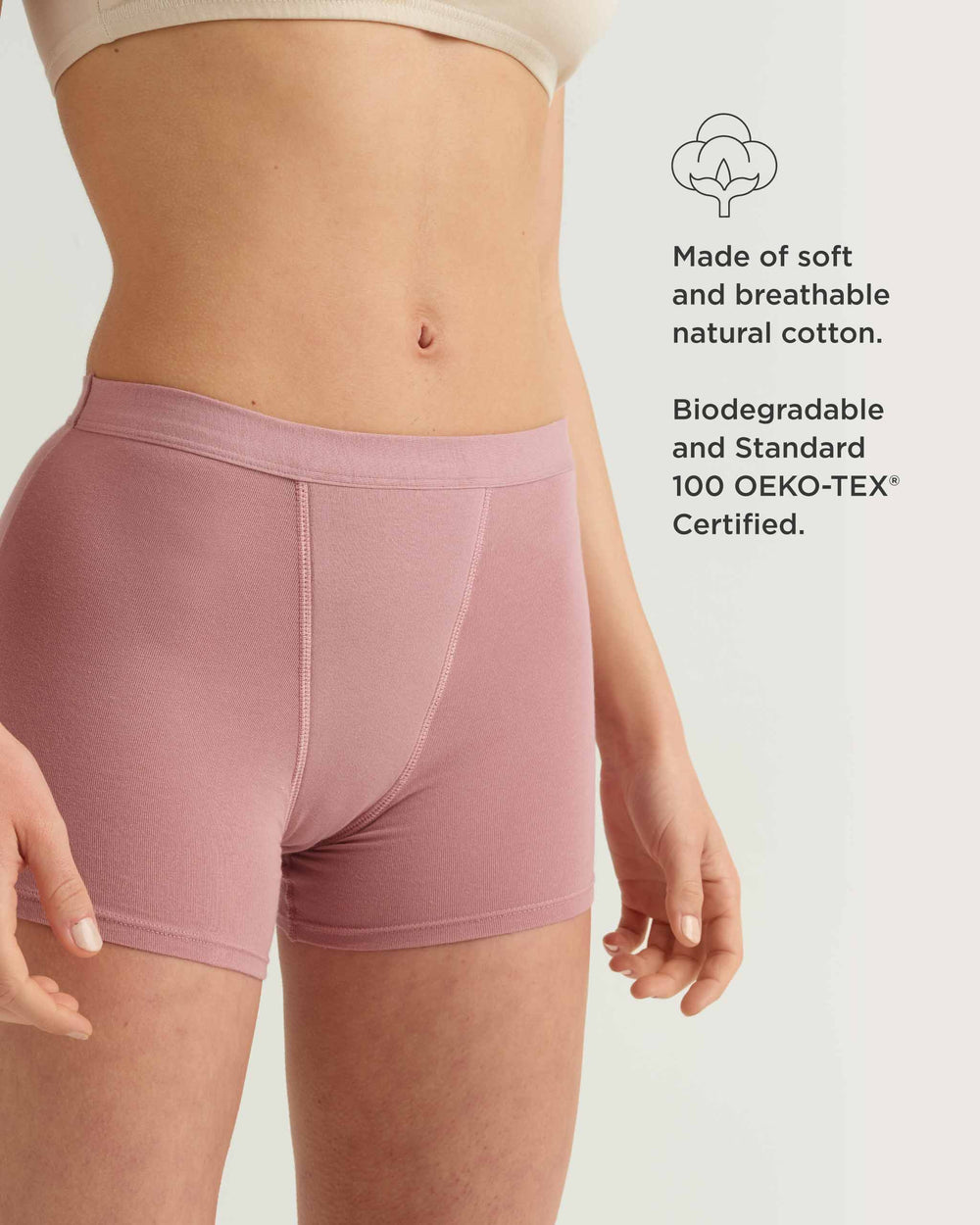 Leakproof Cotton Sleep Short in beige | Saalt