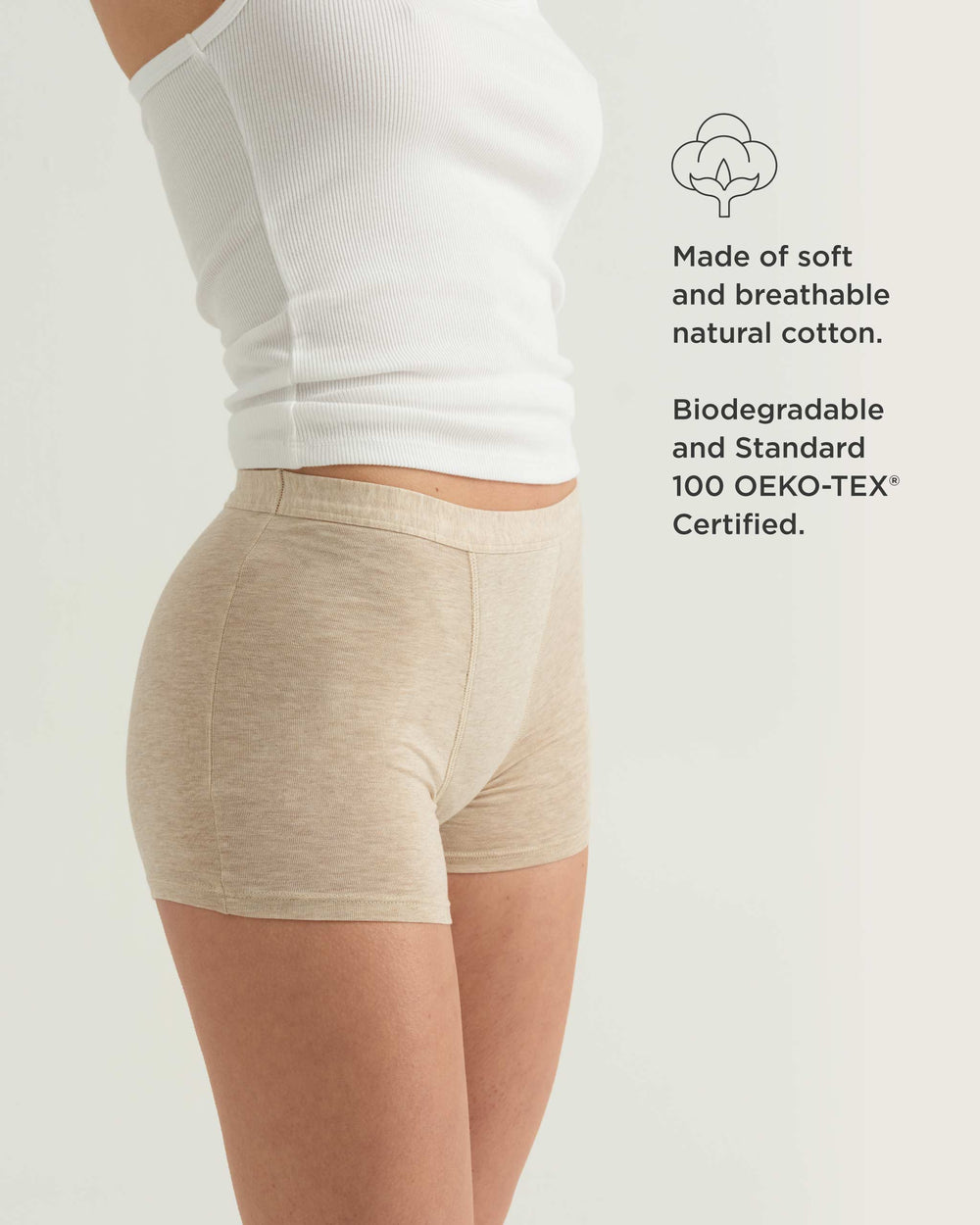 Leakproof Cotton Sleep Short in beige | Saalt