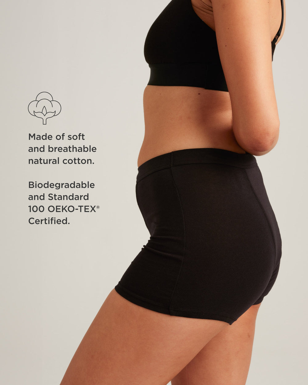 Leakproof Cotton Sleep Short in beige | Saalt