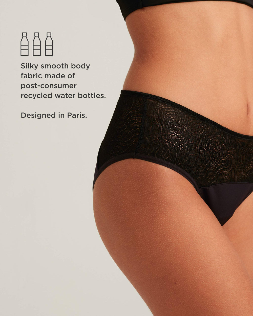 Leakproof Lace Hipster in black | Saalt