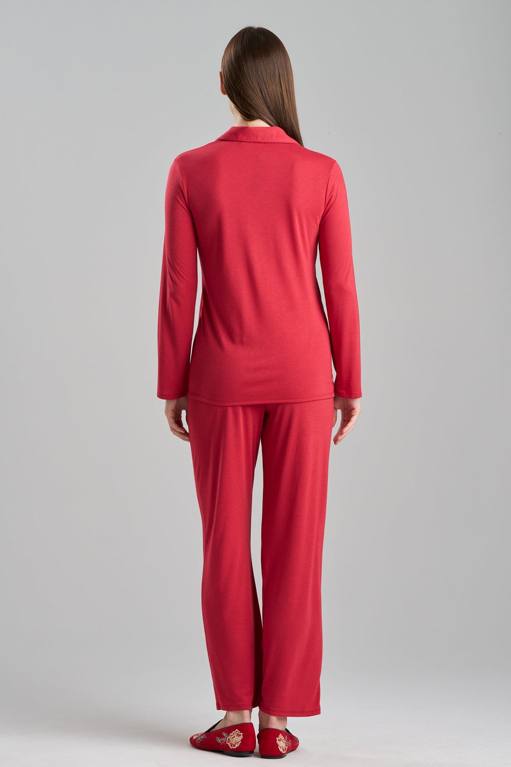 Shangri-La Embroidered TENCEL™ Notch PJ in red | Natori