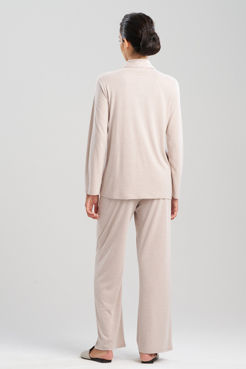 Shangri-La Embroidered TENCEL™ Notch PJ in beige | Natori