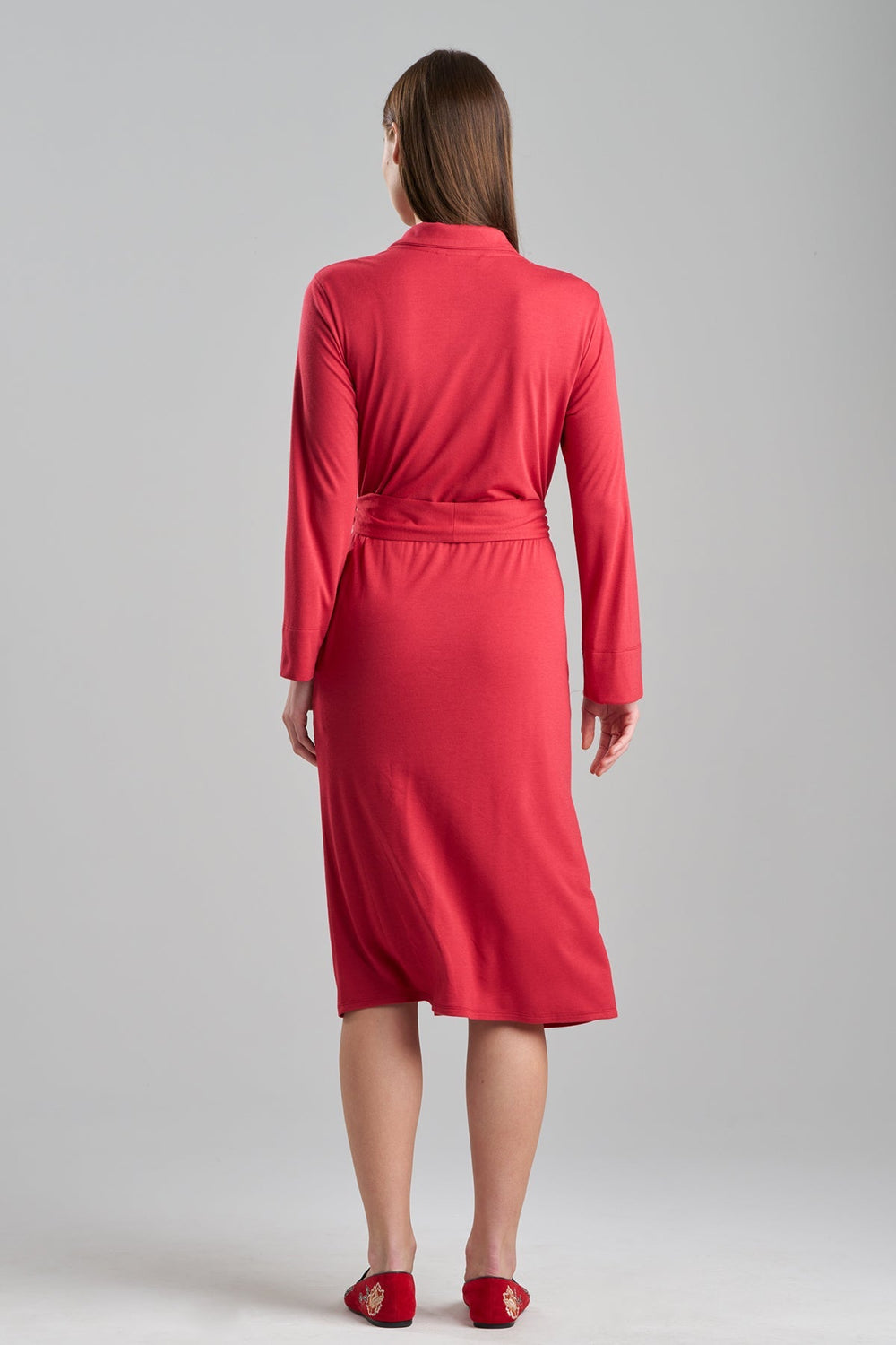 Shangri-La Embroidered TENCEL™ Robe in red | Natori