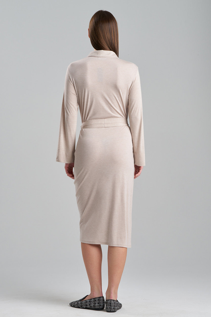 Shangri-La Embroidered TENCEL™ Robe in beige | Natori
