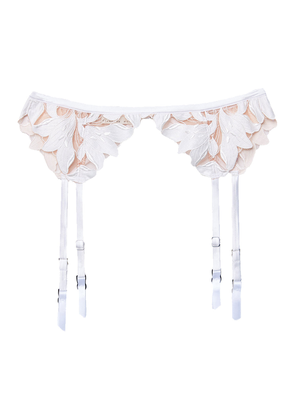 Fleur du Mal Lily Embroidery Garter Belt in white