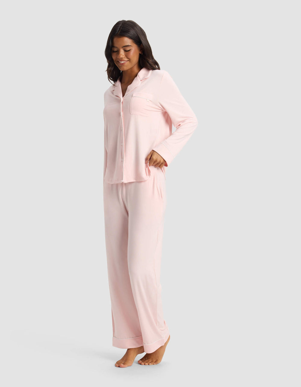 Women's Bamboo Stretch-Knit Pajama Pant (Collective) in pink | Cozy Earth