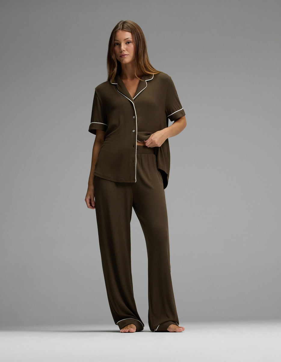 Women's Bamboo Rib-Knit Classic Pajama Pant in blue | Cozy Earth