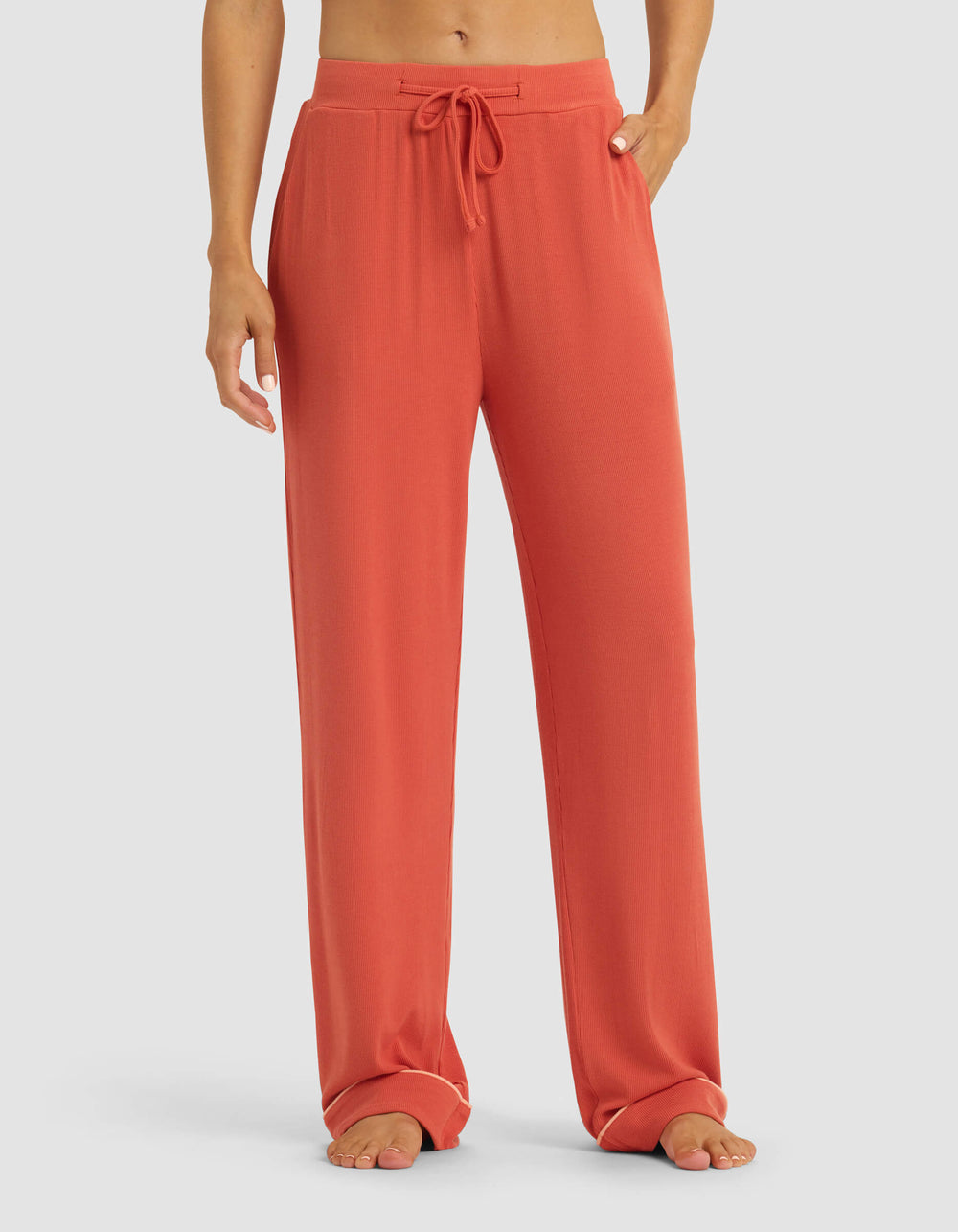 Women's Bamboo Rib-Knit Classic Pajama Pant in blue | Cozy Earth