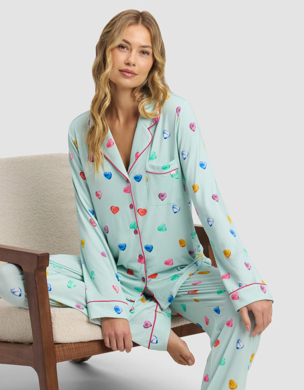 Women's Bamboo Stretch-Knit Long Sleeve Pajama Top (Collective) in blue | Cozy Earth