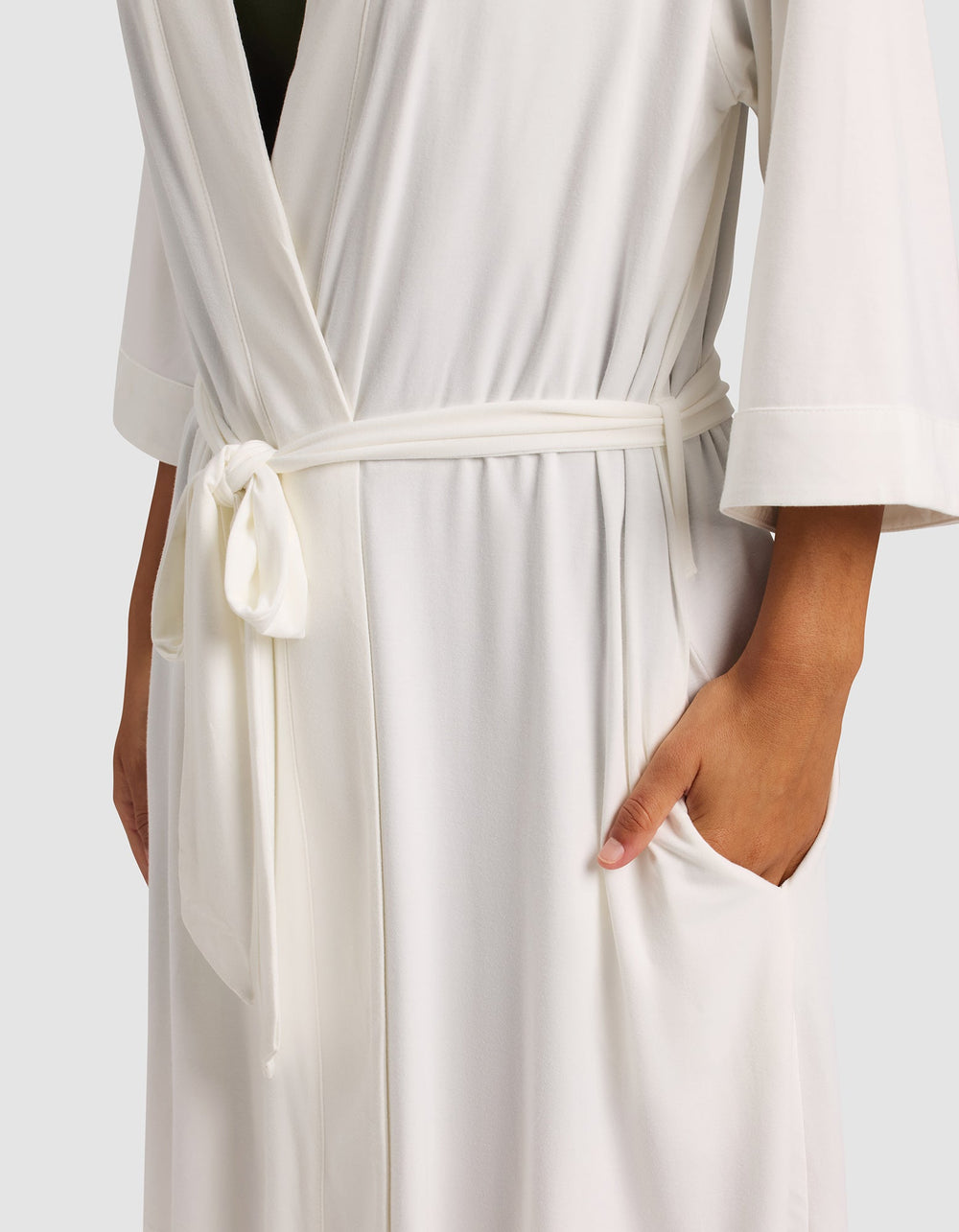 Women's Bamboo Stretch-Knit Kimono Robe in gray | Cozy Earth