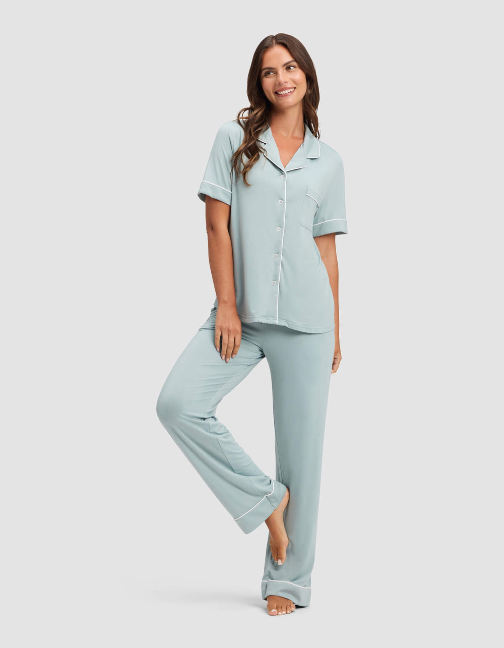 Women's Bamboo Stretch-Knit Pajama Pant (Collective) in pink | Cozy Earth