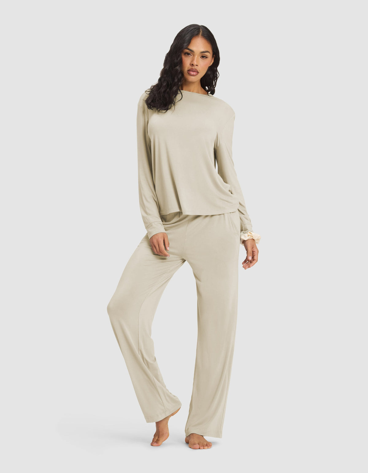 Women's Bamboo Stretch-Knit Long Sleeve Lounge Tee & Pant Set