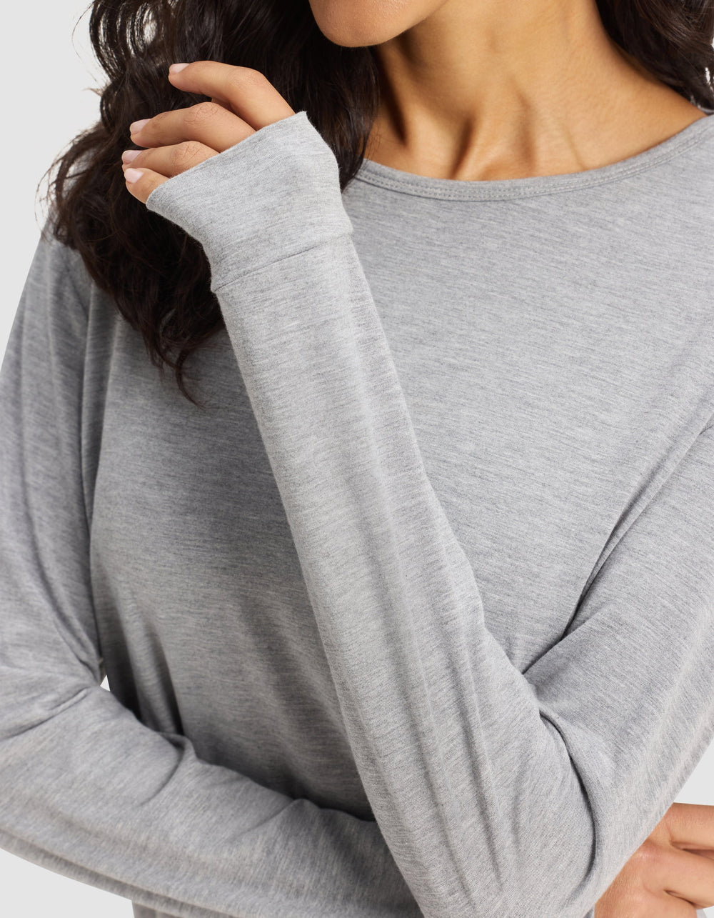 Women's Bamboo Stretch-Knit Long Sleeve Lounge Tee in black | Cozy Earth