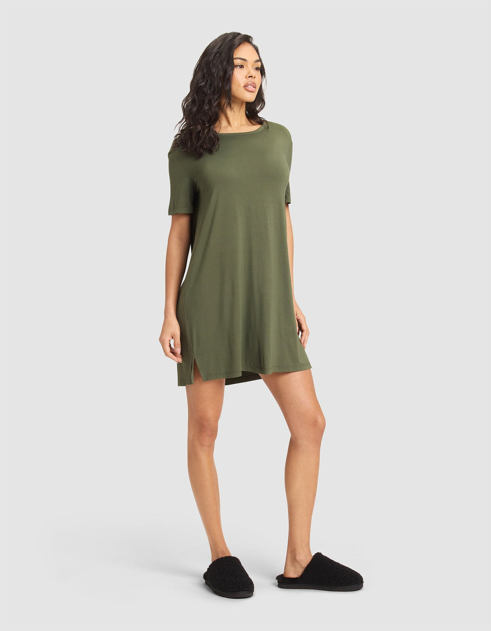 Women's Bamboo Stretch-Knit Sleep Dress in blue | Cozy Earth