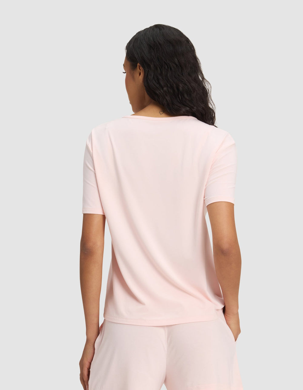 Women's Bamboo Stretch-Knit Lounge Tee & Pants Set in pink | Cozy Earth