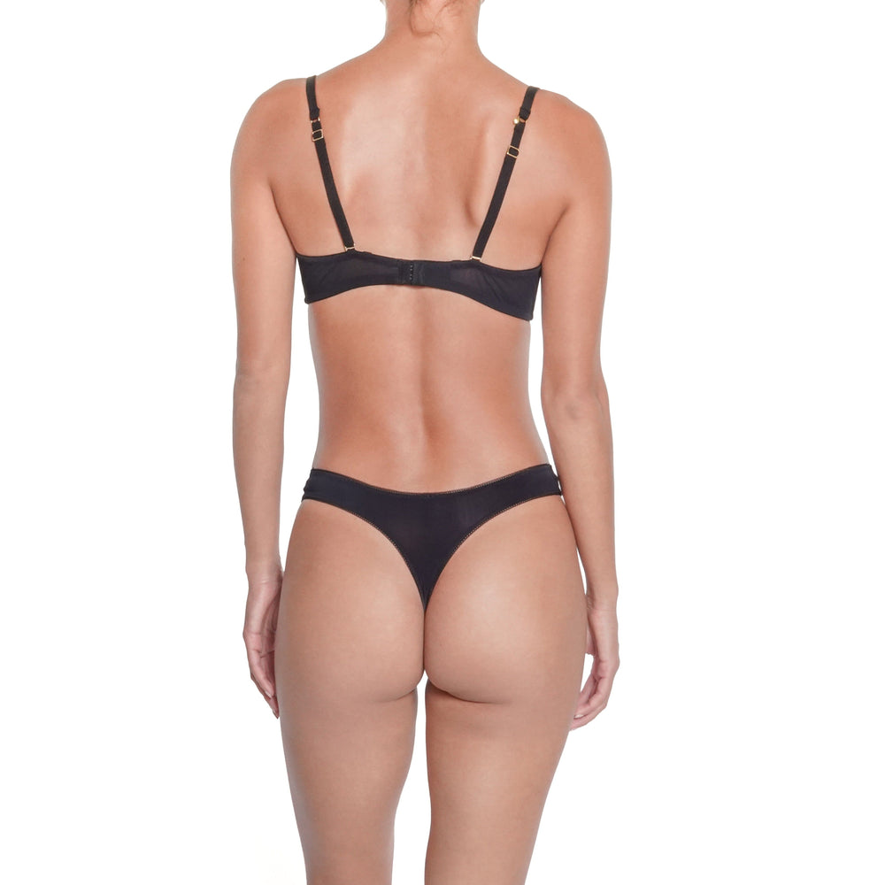 🌿BIO-J14 Organic Cotton Seamless Tanga in black | huit-lingerie
