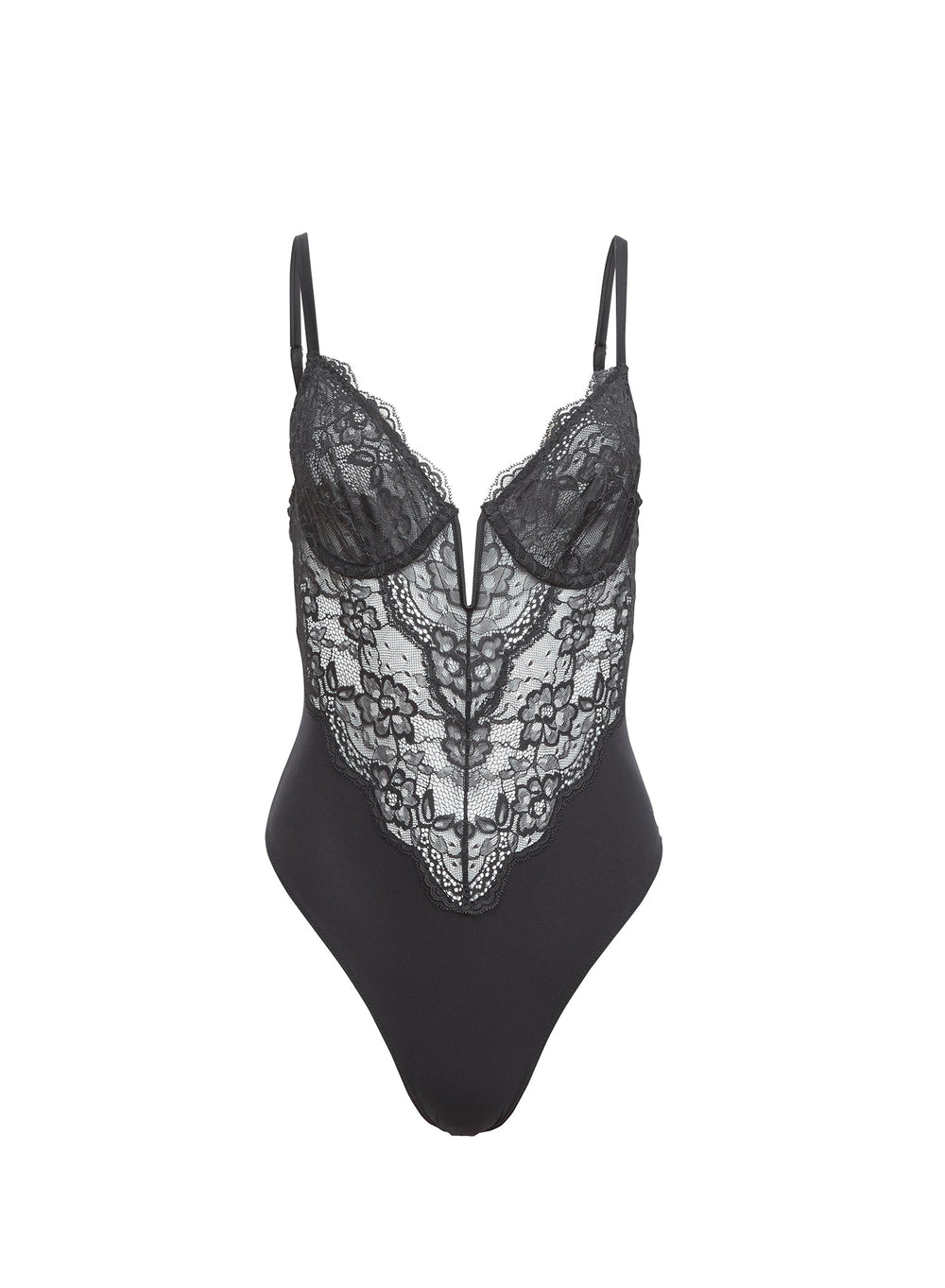 Fleur du Mal Bianca Lace Bodysuit in black