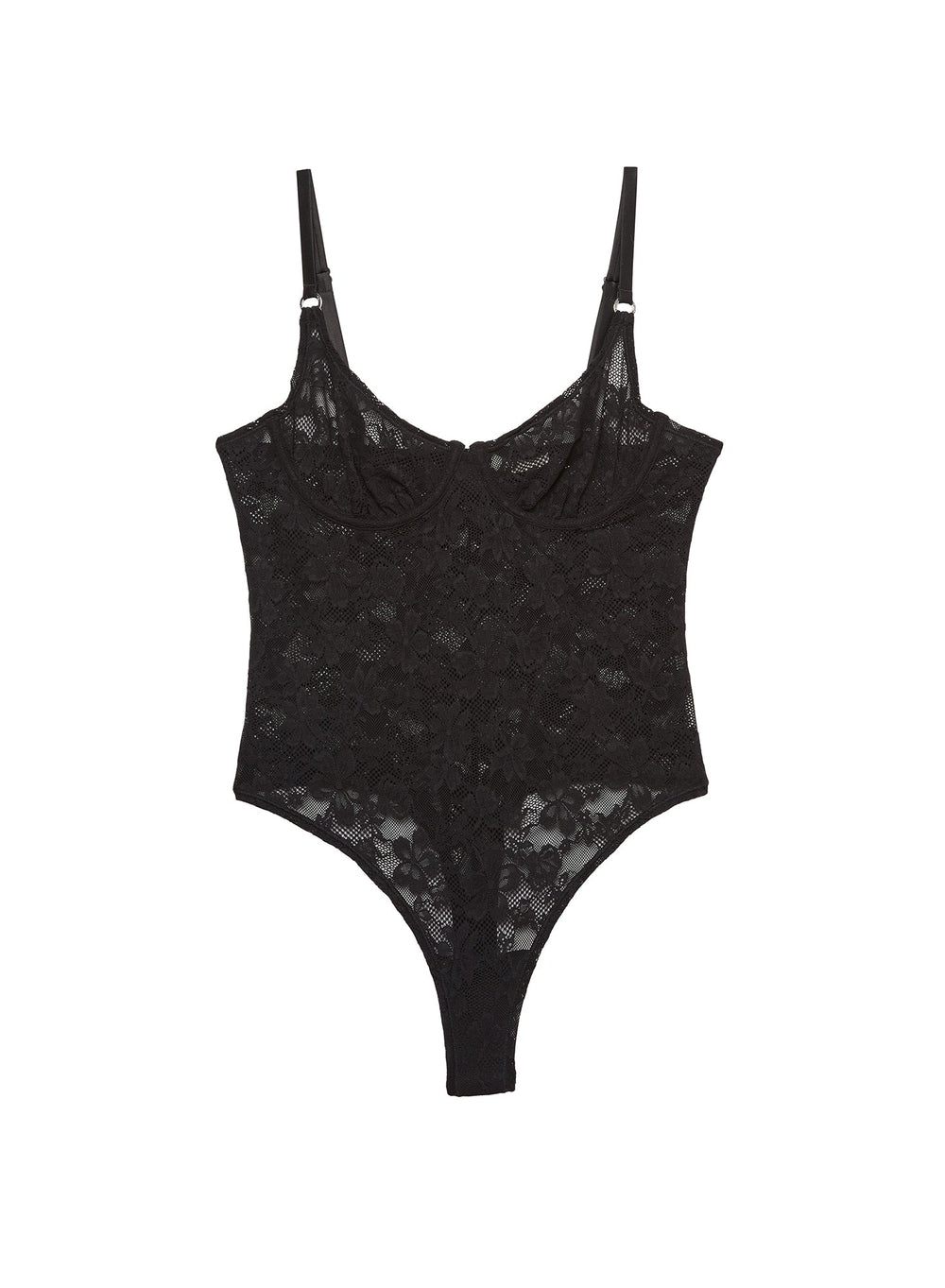 Fleur du Mal Le Stretch Lace Bodysuit in black