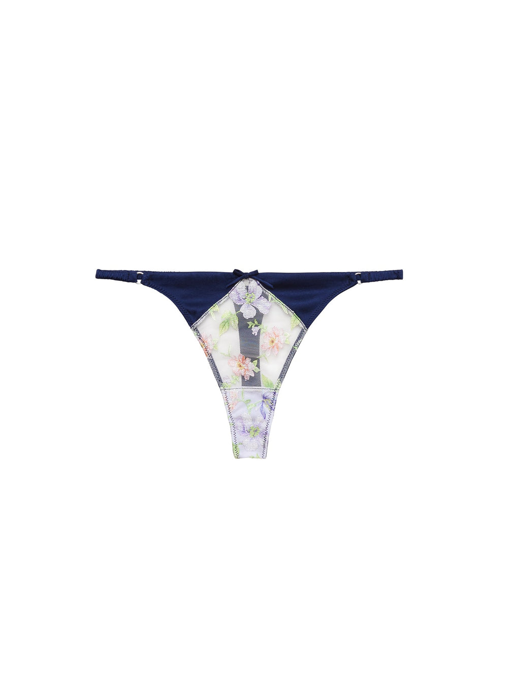 Fleur du Mal Elara Embroidery Thong in blue