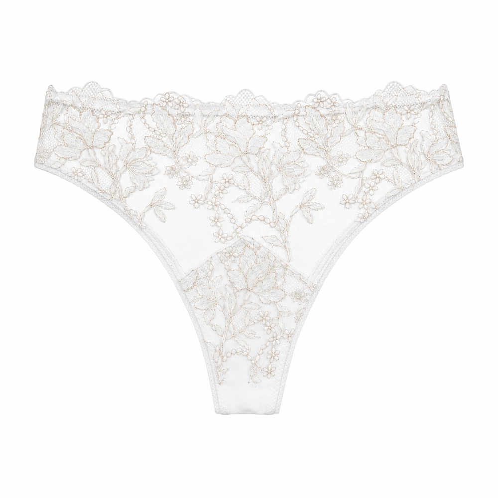 Camille Tanga in white | huit-lingerie