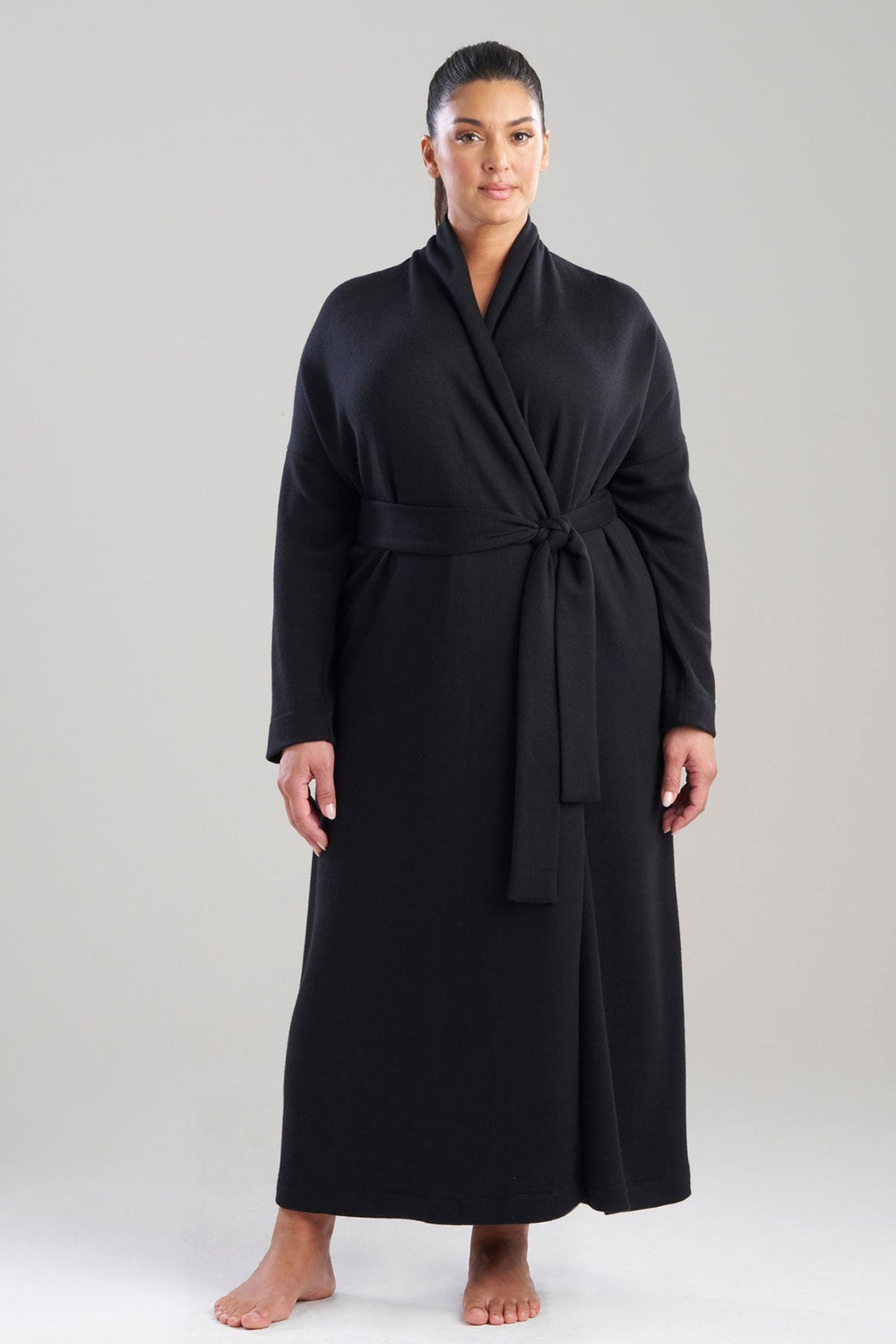 Himalaya Sweater Knit Robe in black | Natori